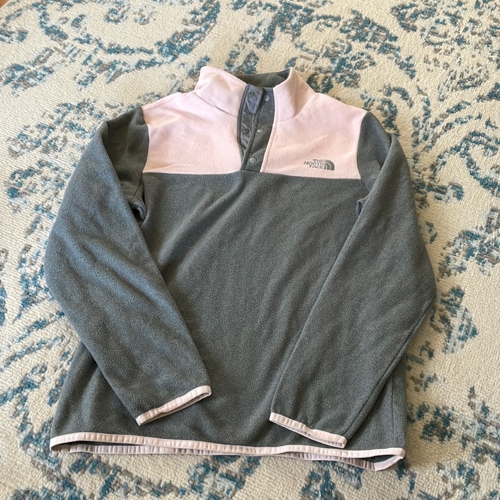 Girls, the Northface fleece button up small hole